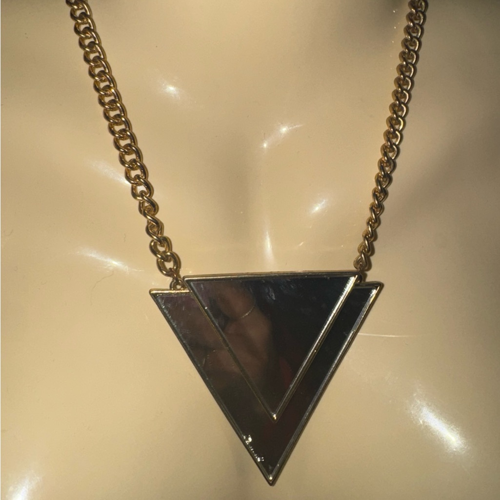 Y2k Gold And Silver Geometric Mirror Necklace